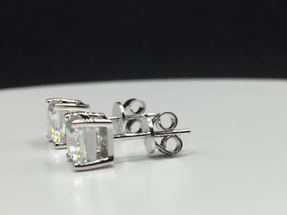 Asscher Cut Moissanite Stud Earrings (1 Carat)