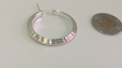 Large Diamond Cut Hoop Earrings
