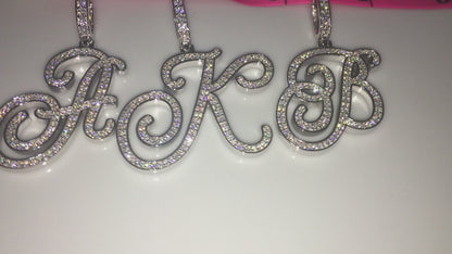 Moissanite Letter Pendant - Cursive