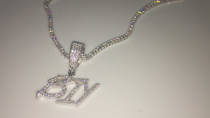 Custom Moissanite Letter/Number Pendant - Small BRUSH FONT