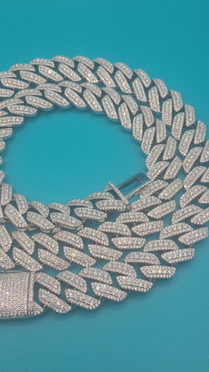 15mm Moissanite 3D Prong Cuban Chain