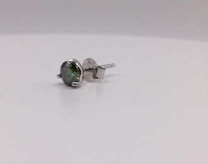 5mm Dark Green Moissanite Stud Earring (1 Single Earring, 0.5ct )